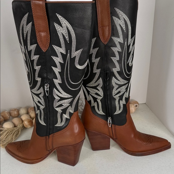 Dolce Vita Blanch Cowboy Boot Size 7.5 Brown/Black NWOB - Picture 4 of 11